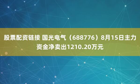 股票配资链接 国光电气（688776）8月15日主力资金净卖出1210.20万元
